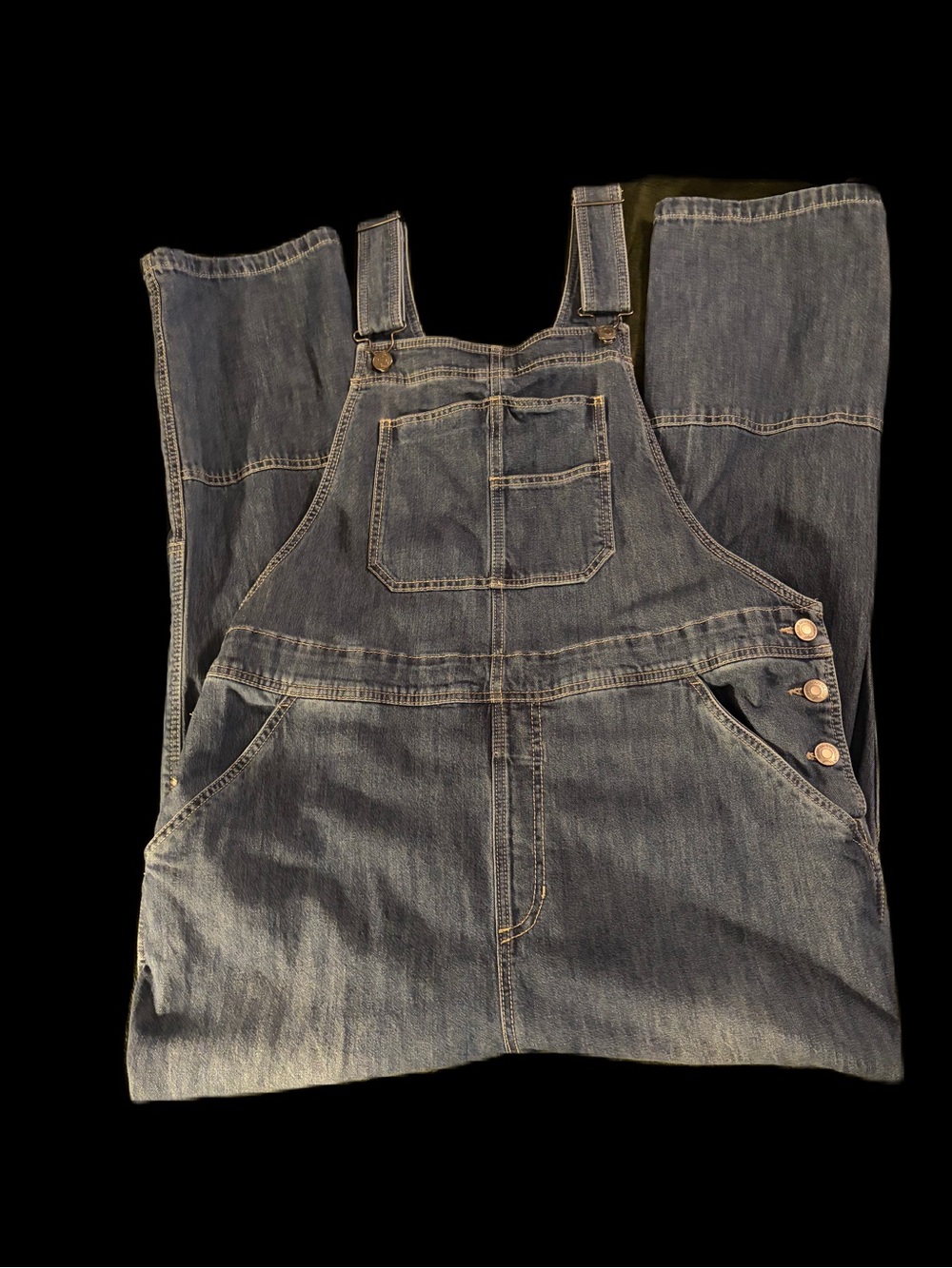 Blue Mountain Denim Bib Overalls XL Double Knee Workwear Carpenter